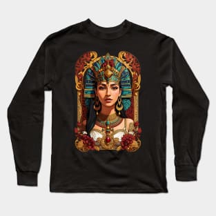 Cleopatra Queen of Egypt retro vintage floral design Long Sleeve T-Shirt